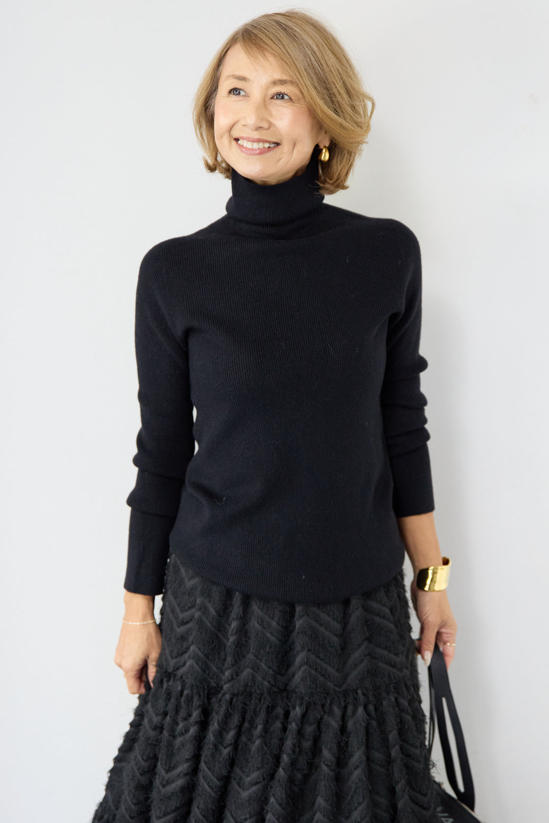 ホールガーメントタートルリブニット