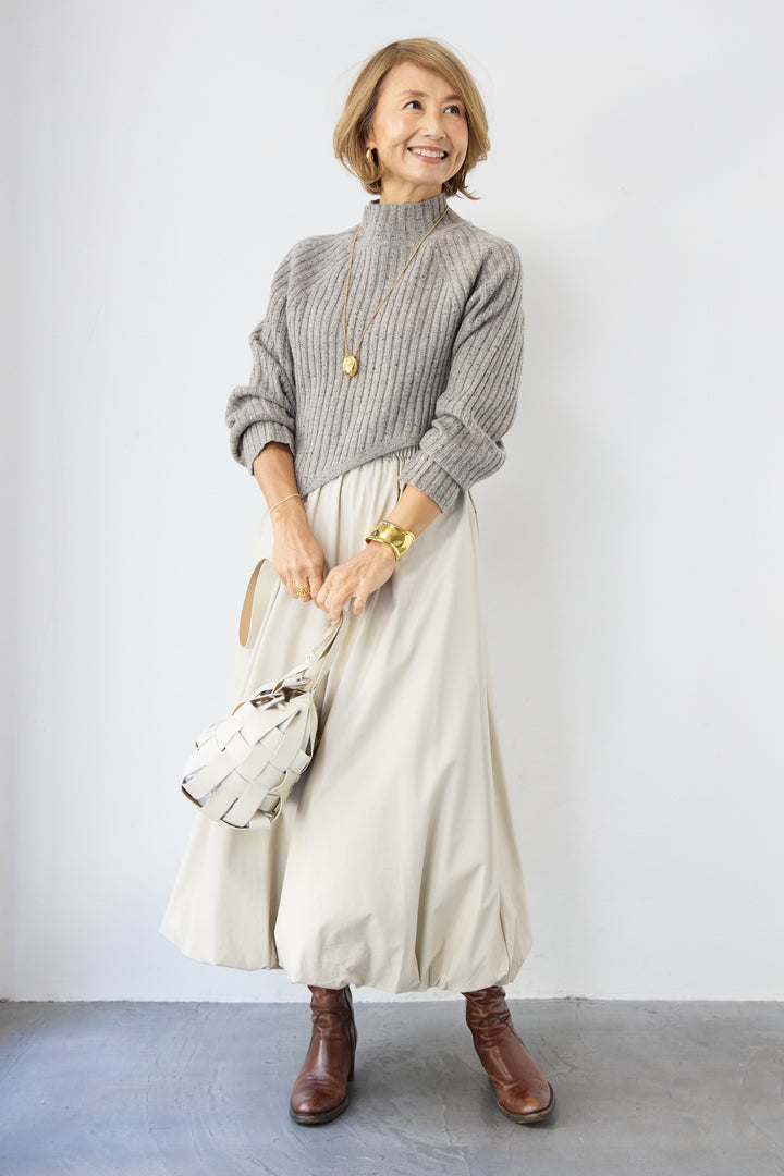 ミックスカラーアシメヘムリブニット