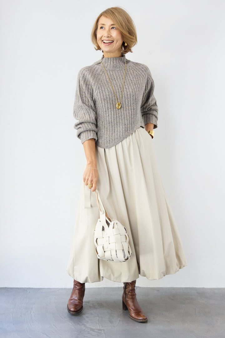 ミックスカラーアシメヘムリブニット