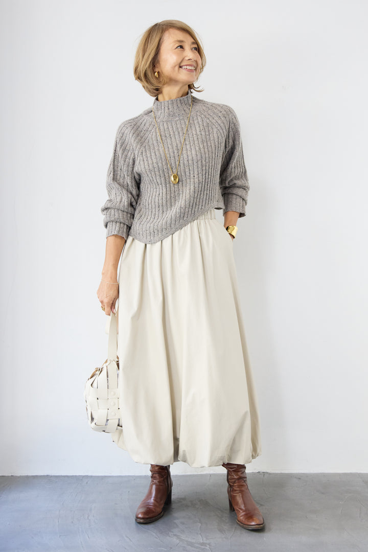 ミックスカラーアシメヘムリブニット