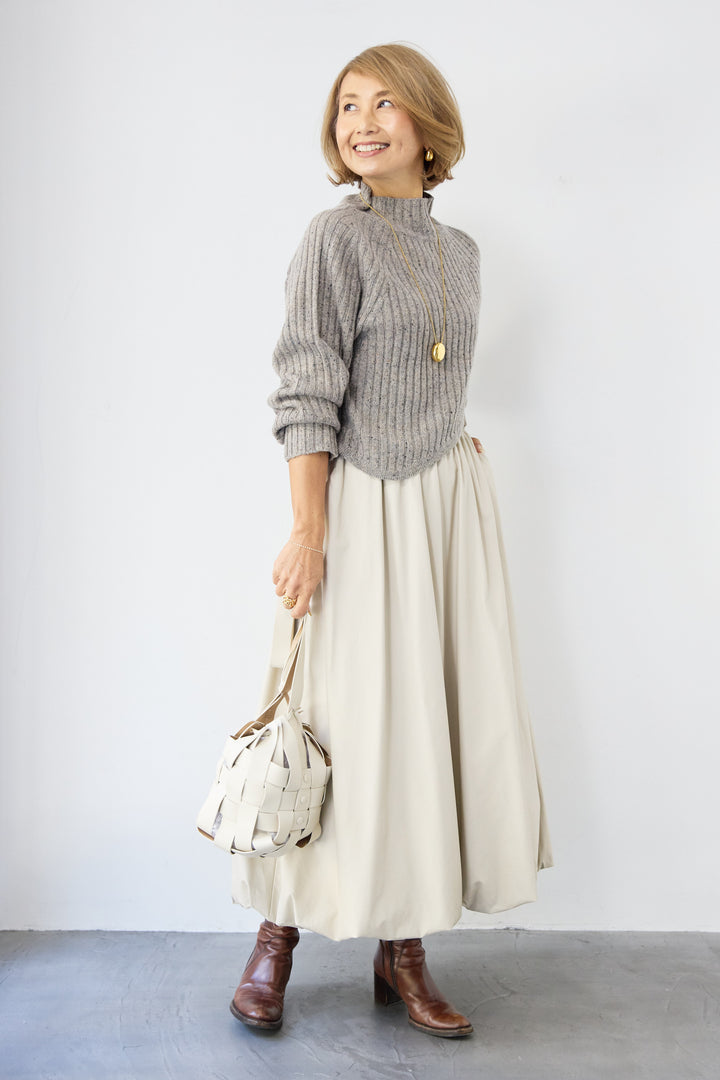 ミックスカラーアシメヘムリブニット