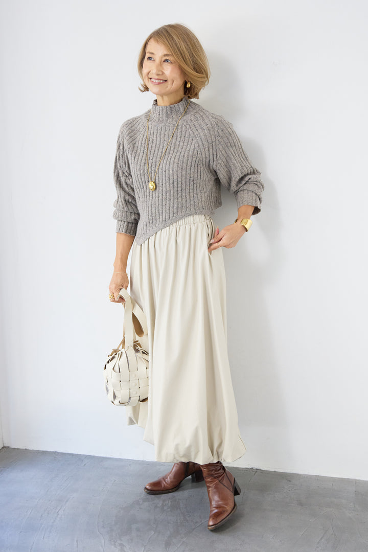 ミックスカラーアシメヘムリブニット