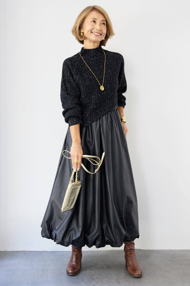 ミックスカラーアシメヘムリブニット