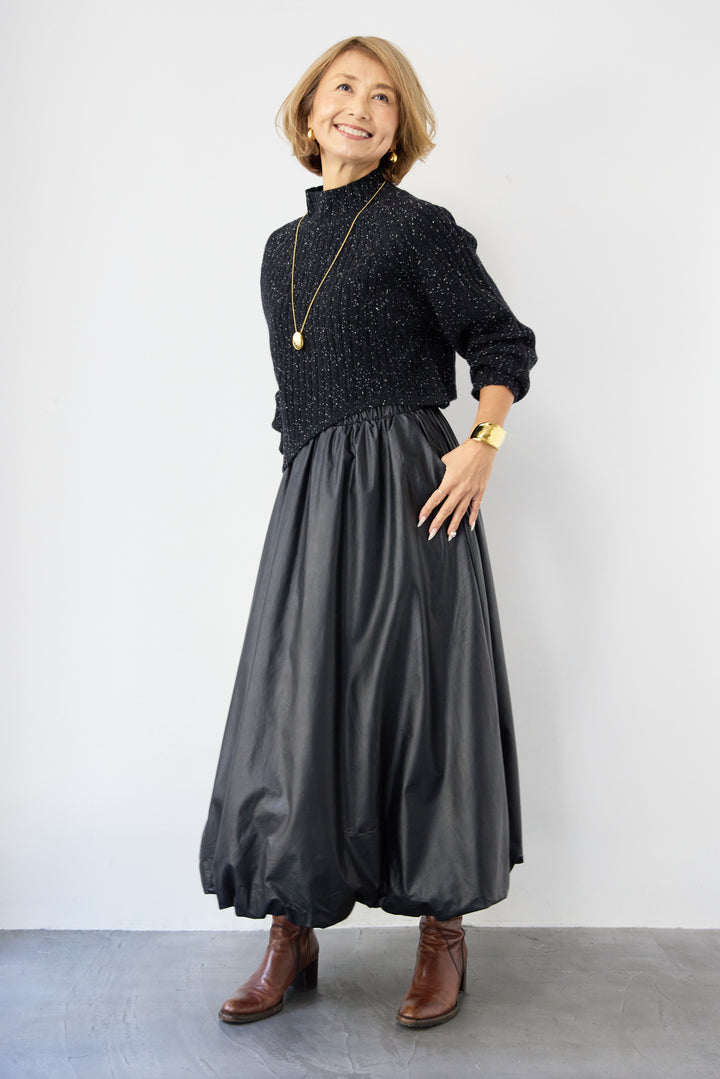 ミックスカラーアシメヘムリブニット