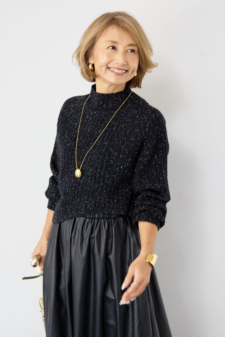 ミックスカラーアシメヘムリブニット