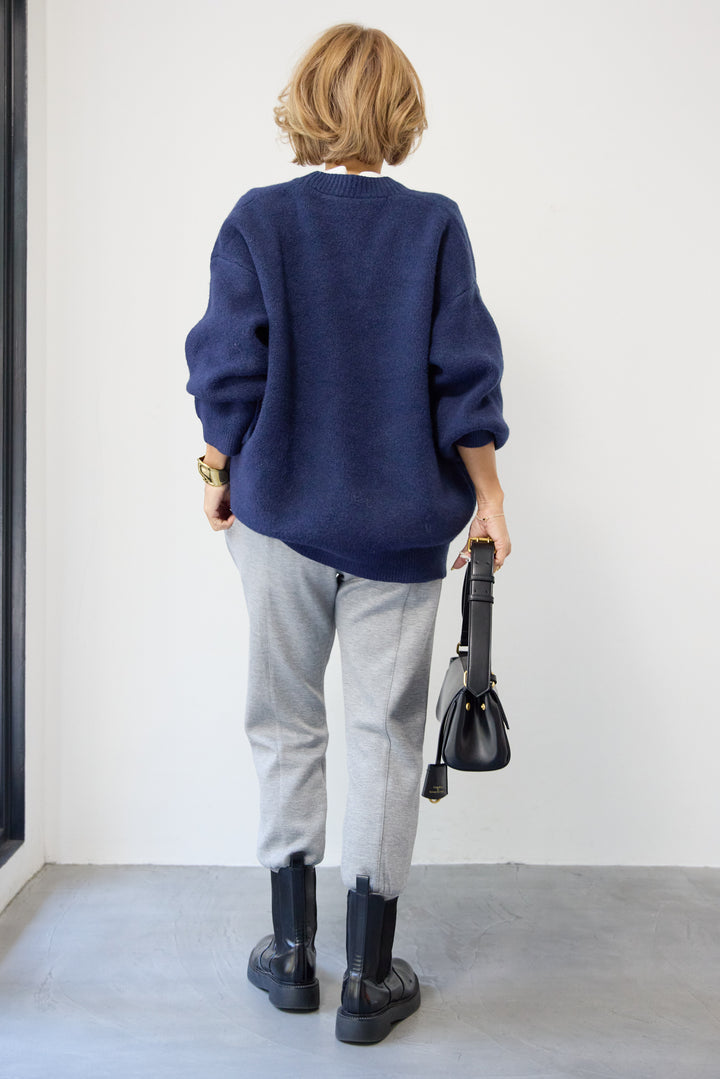 [SET]Vネックワイドカーディガン+【REIKOコラボ】スウェット起毛ジョガーパンツ(2set)