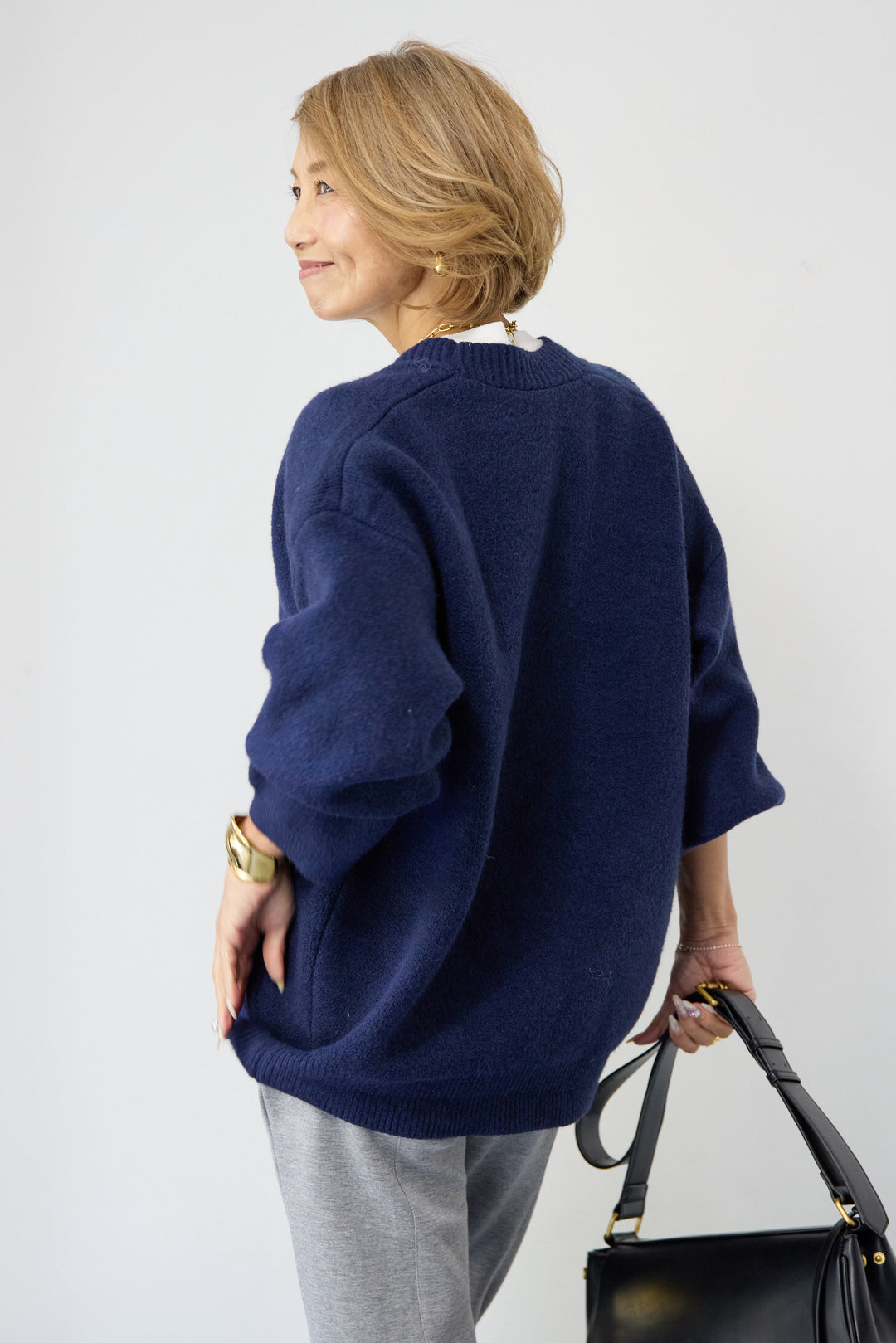 [SET]Vネックワイドカーディガン+【REIKOコラボ】スウェット起毛ジョガーパンツ(2set)