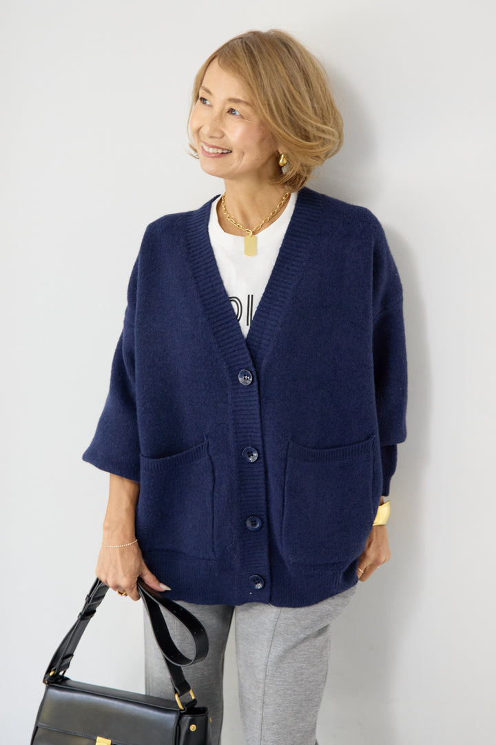 [SET]Vネックワイドカーディガン+【REIKOコラボ】スウェット起毛ジョガーパンツ(2set)