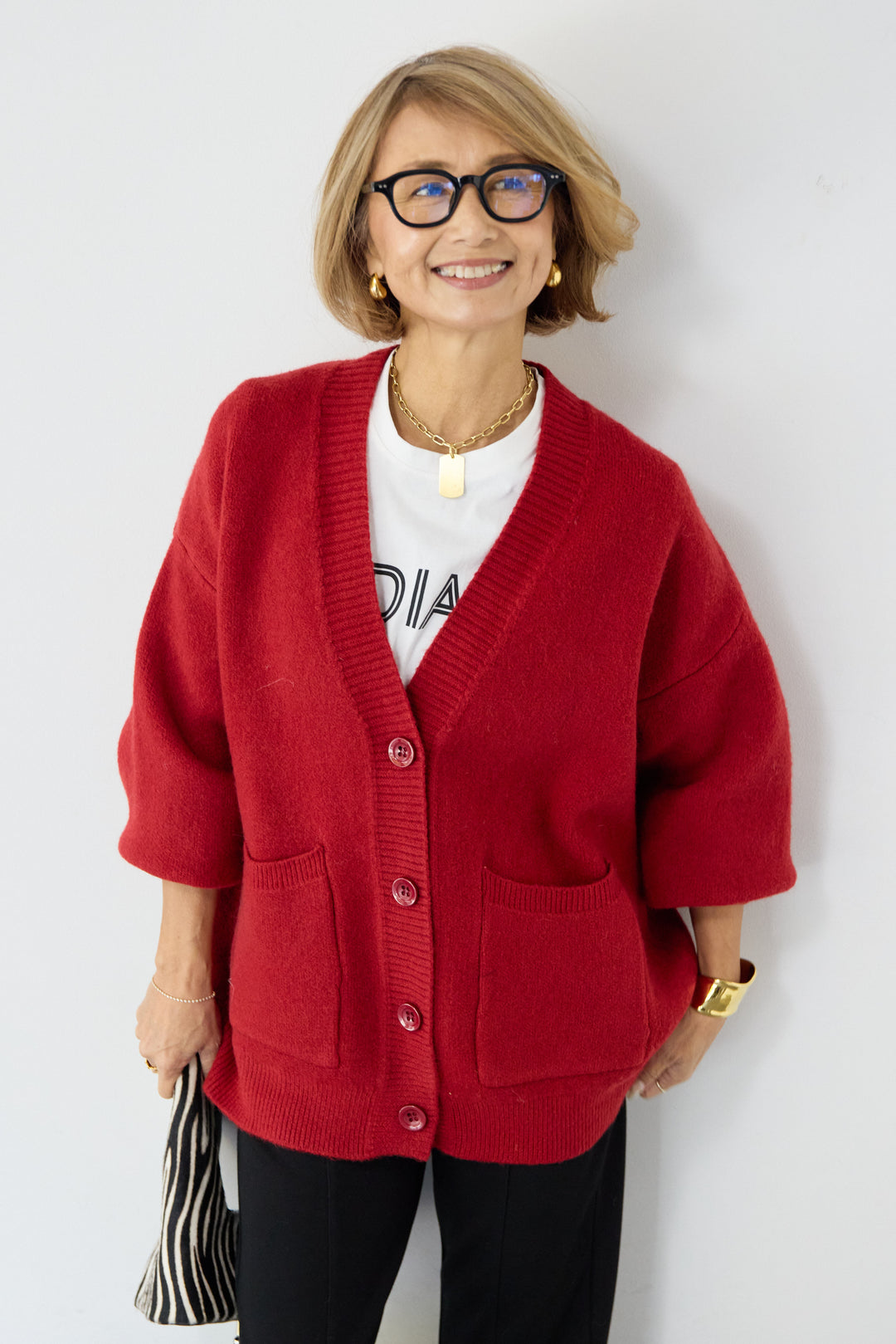 [SET]Vネックワイドカーディガン+【REIKOコラボ】スウェット起毛ジョガーパンツ(2set)