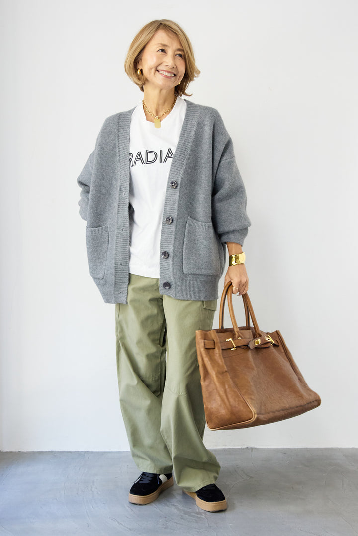 Vネックワイドカーディガン