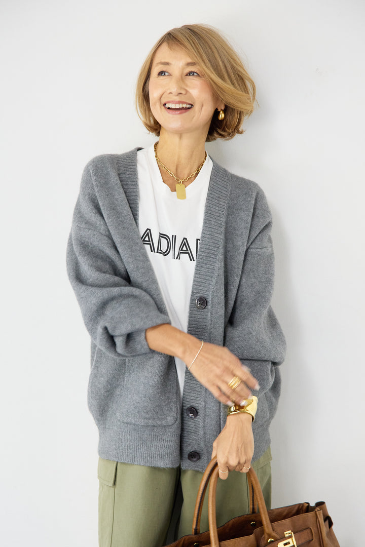 Vネックワイドカーディガン