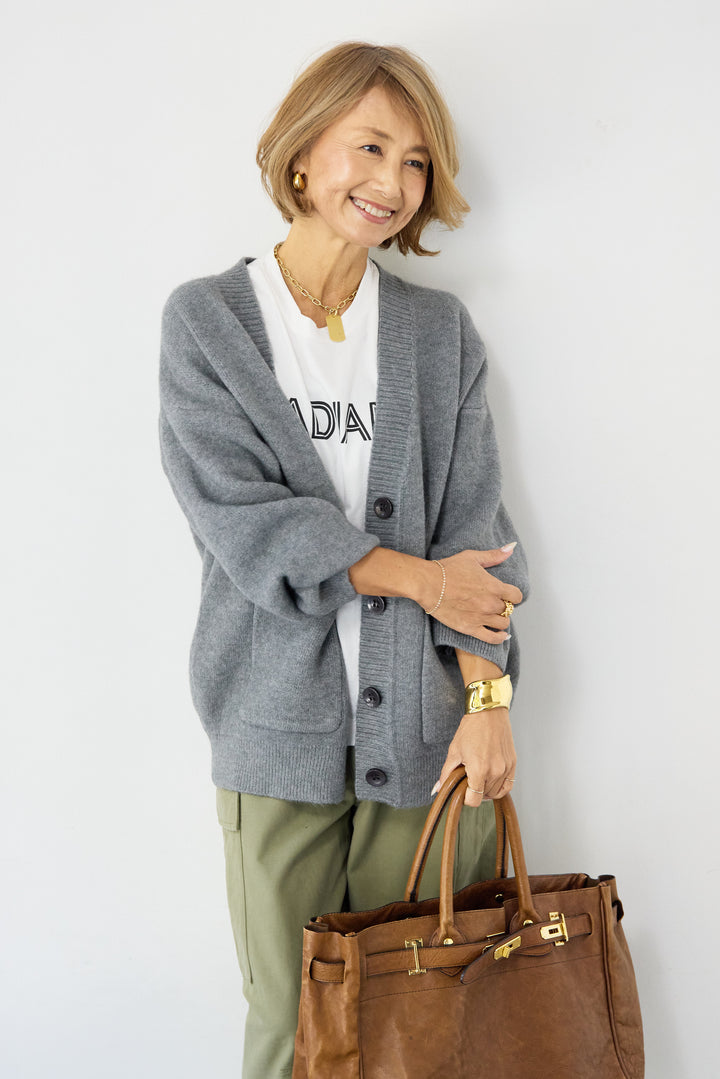 Vネックワイドカーディガン