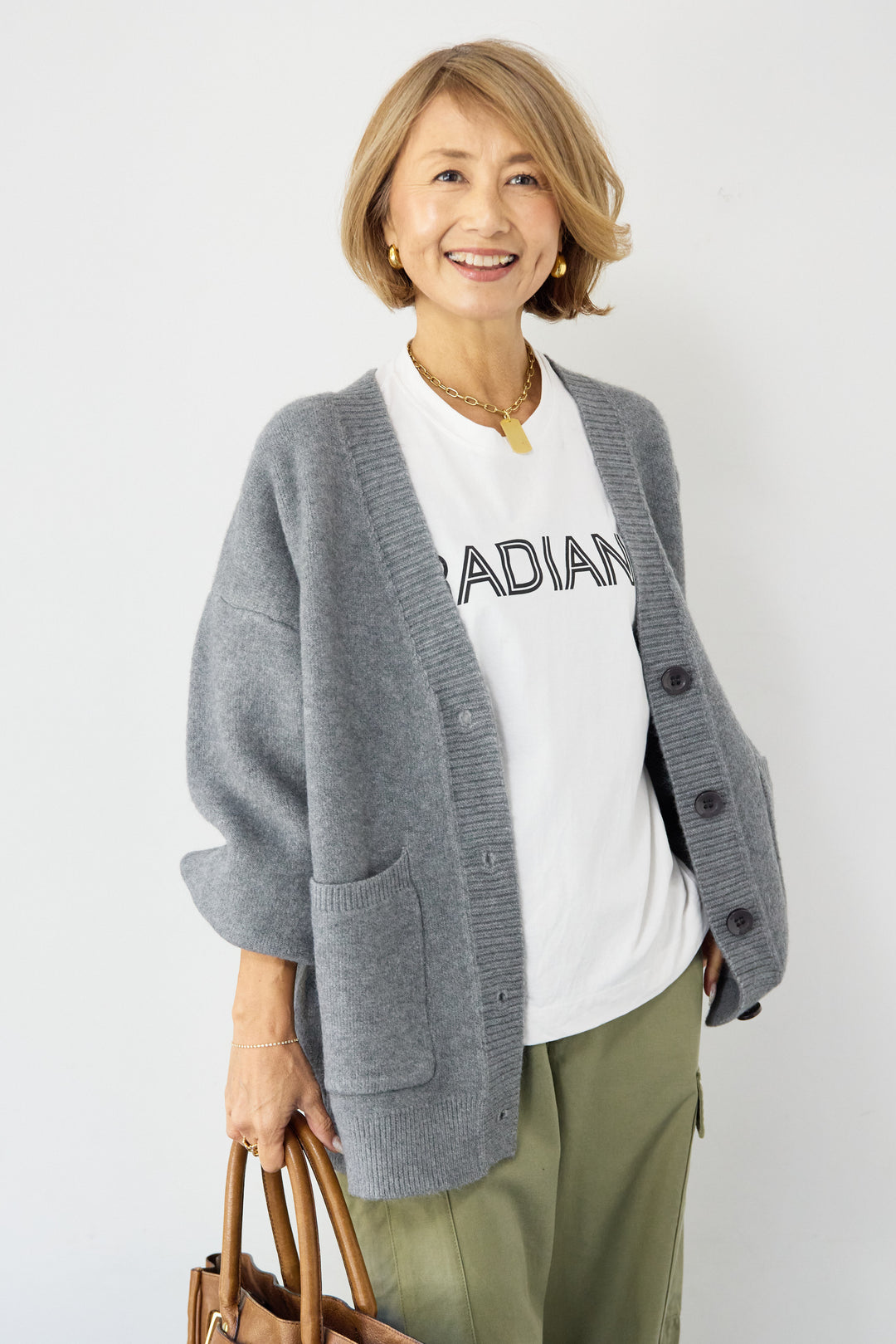 Vネックワイドカーディガン