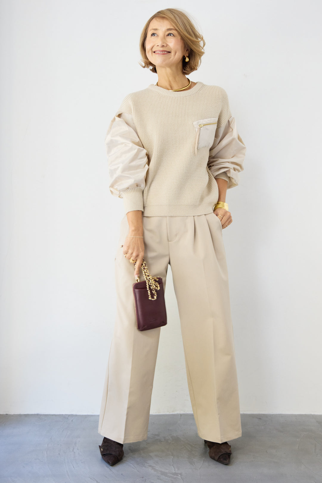 センタープレスタックパンツ