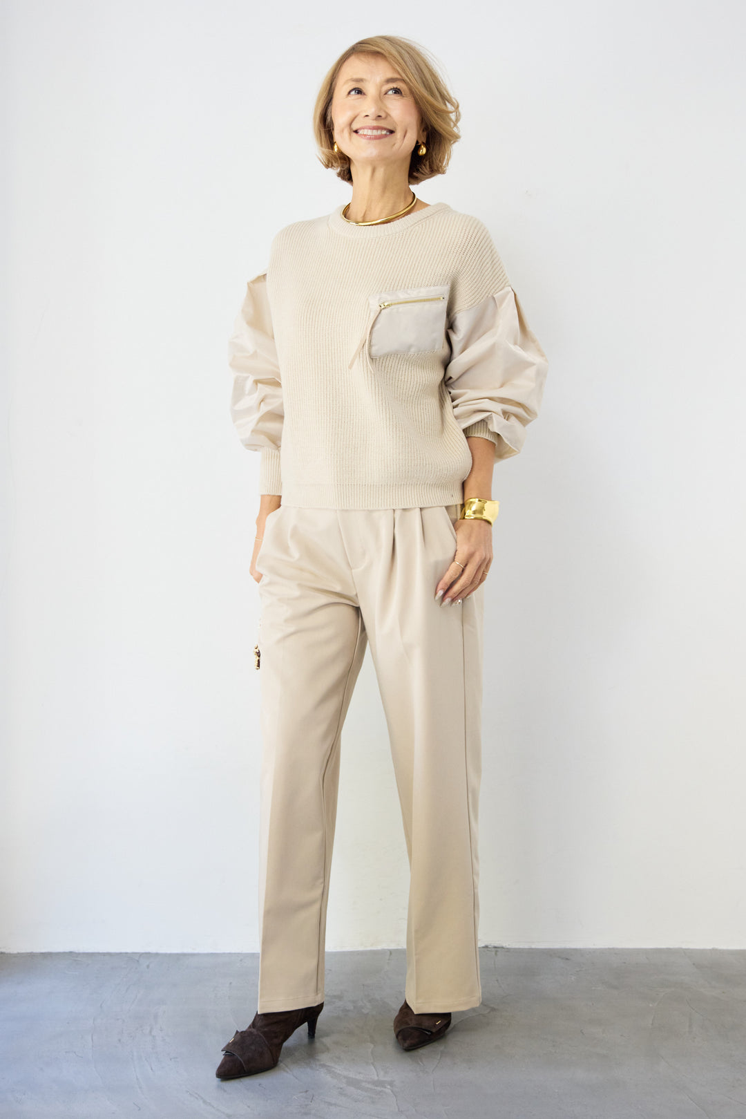 ナイロンツイルニットプルオーバー