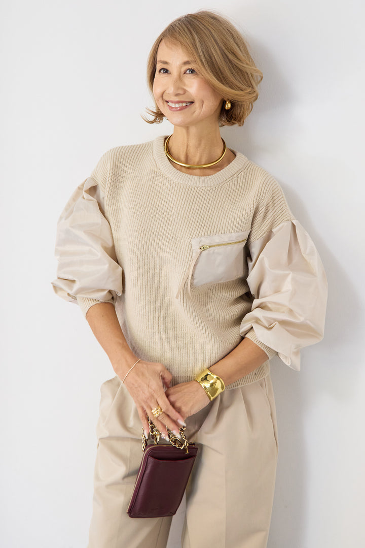 ナイロンツイルニットプルオーバー