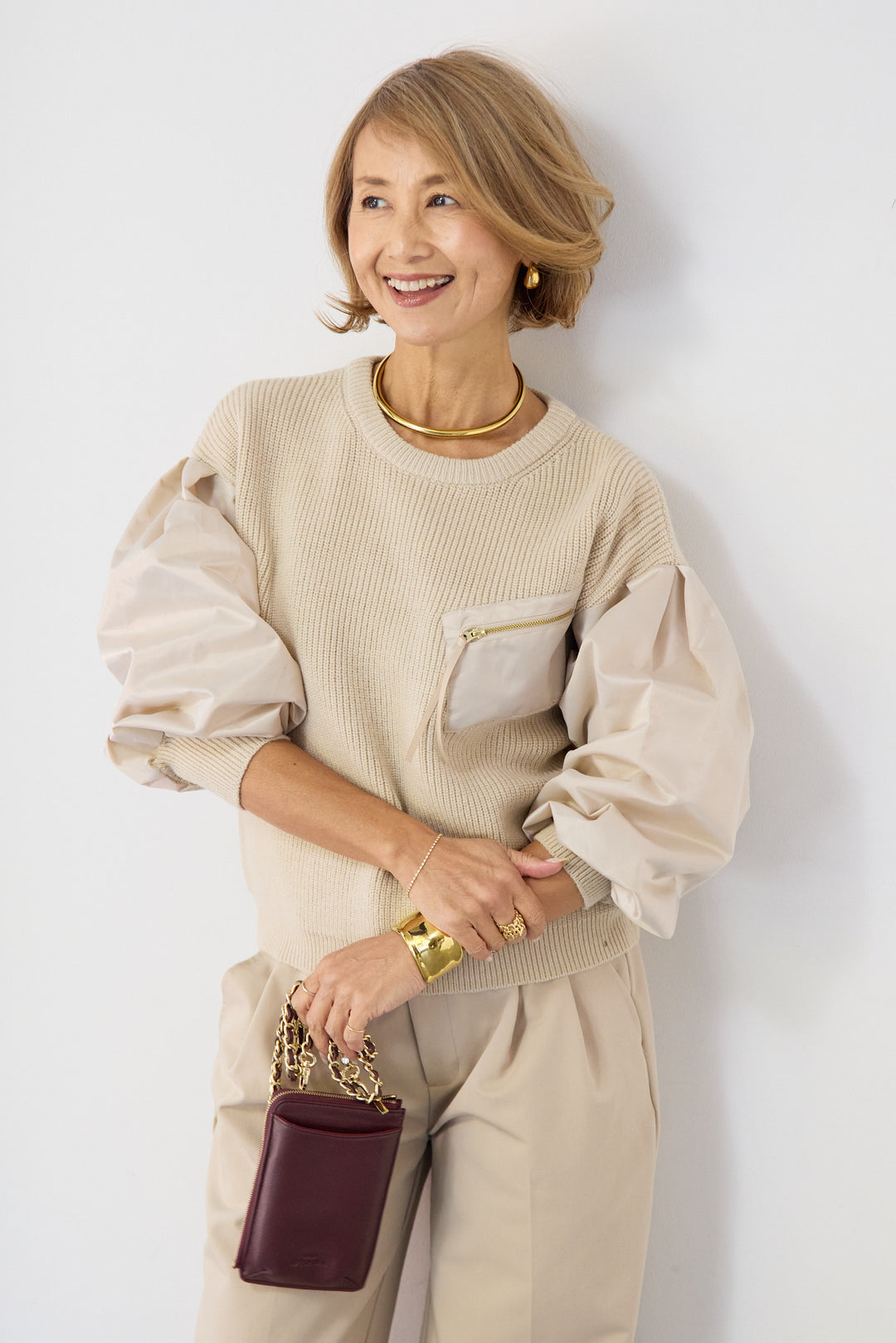 ナイロンツイルニットプルオーバー