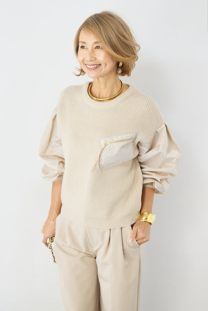 ナイロンツイルニットプルオーバー