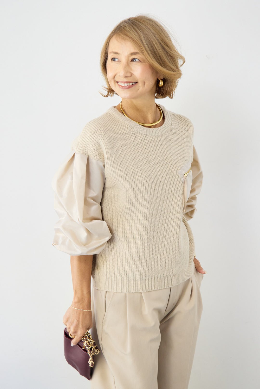 ナイロンツイルニットプルオーバー