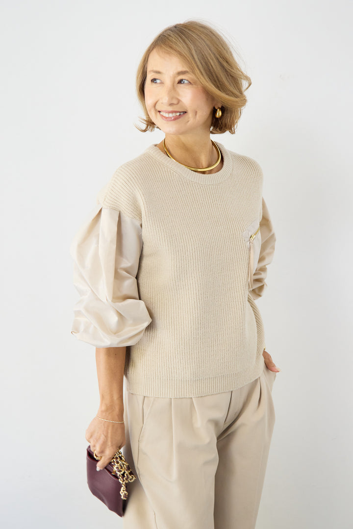 ナイロンツイルニットプルオーバー