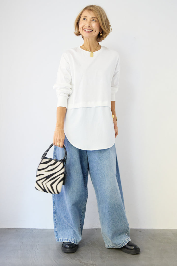 コンパクトスムース 布帛ドッキングトップス