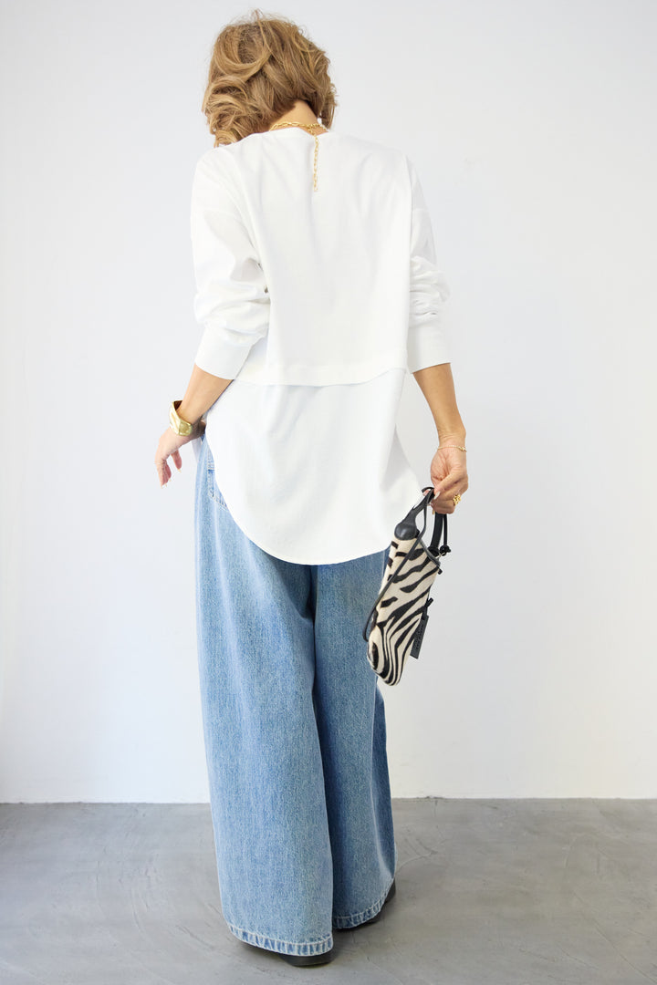 コンパクトスムース 布帛ドッキングトップス