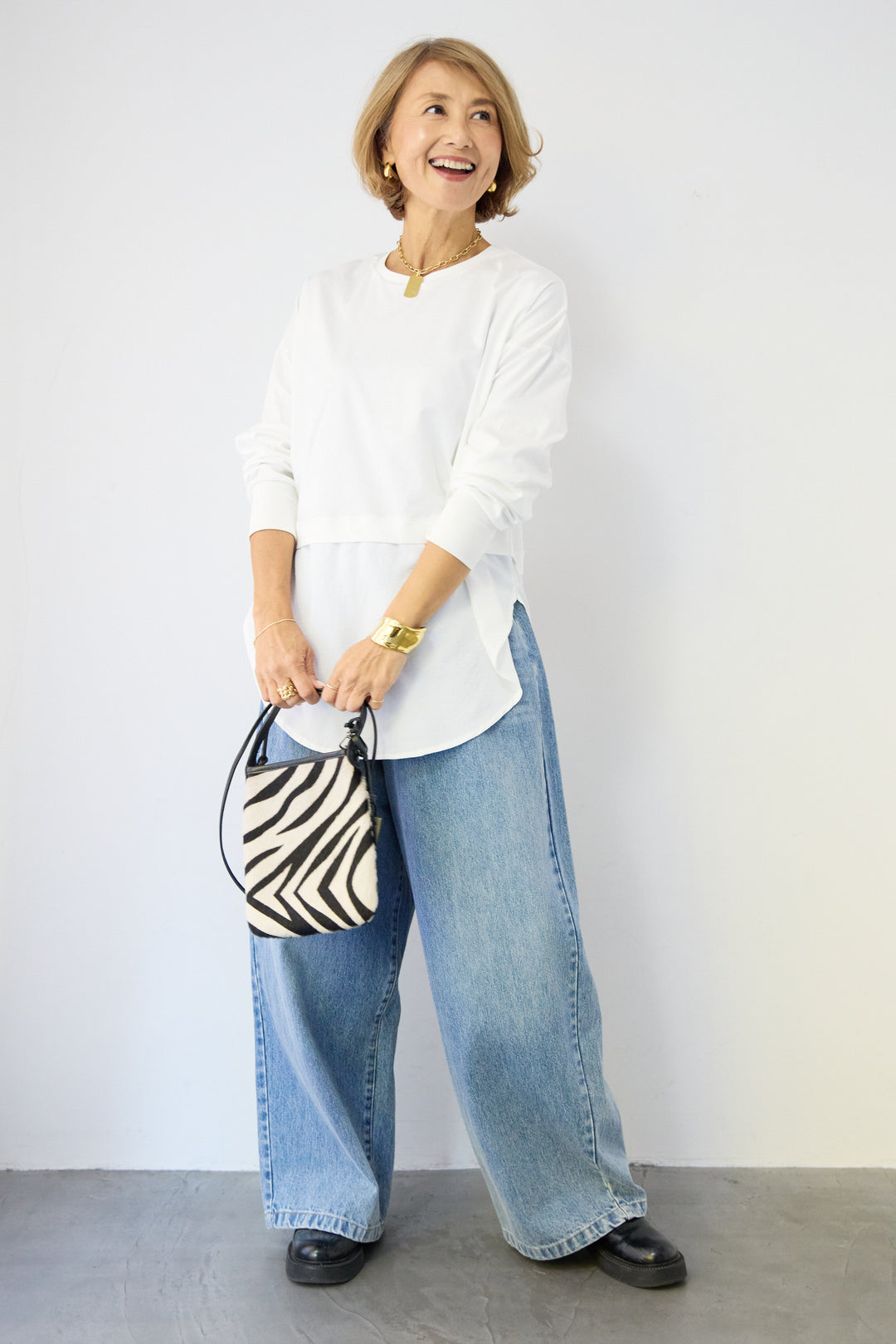 コンパクトスムース 布帛ドッキングトップス