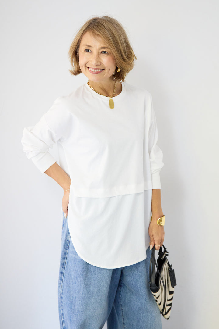 コンパクトスムース 布帛ドッキングトップス