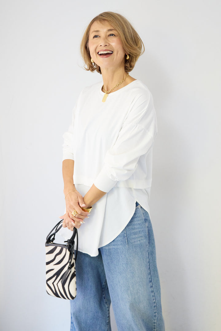 コンパクトスムース 布帛ドッキングトップス