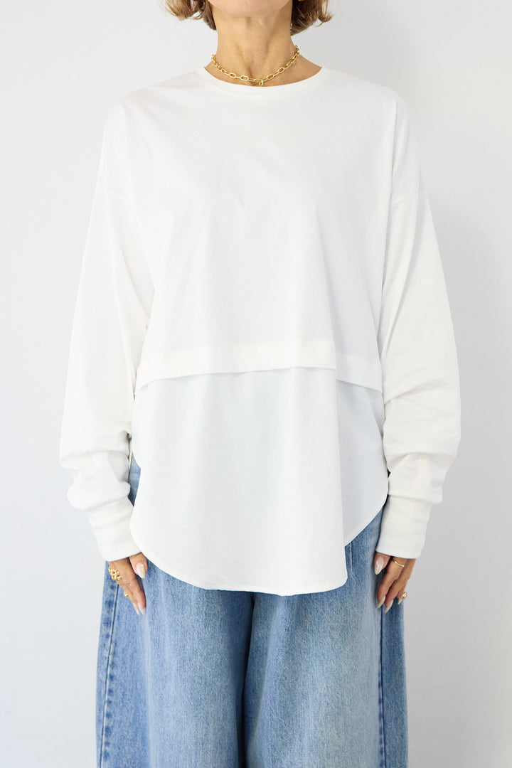 コンパクトスムース 布帛ドッキングトップス