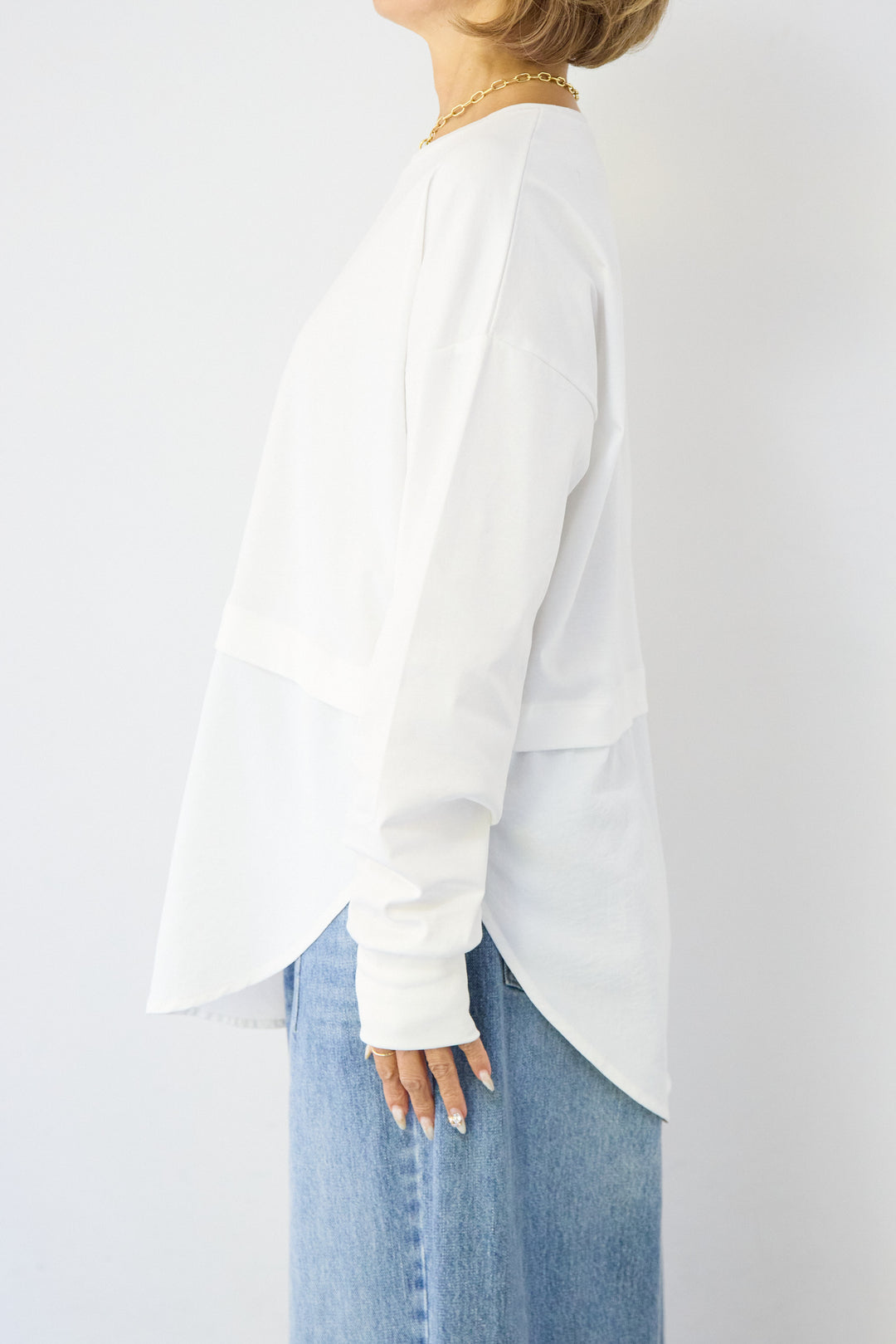 コンパクトスムース 布帛ドッキングトップス