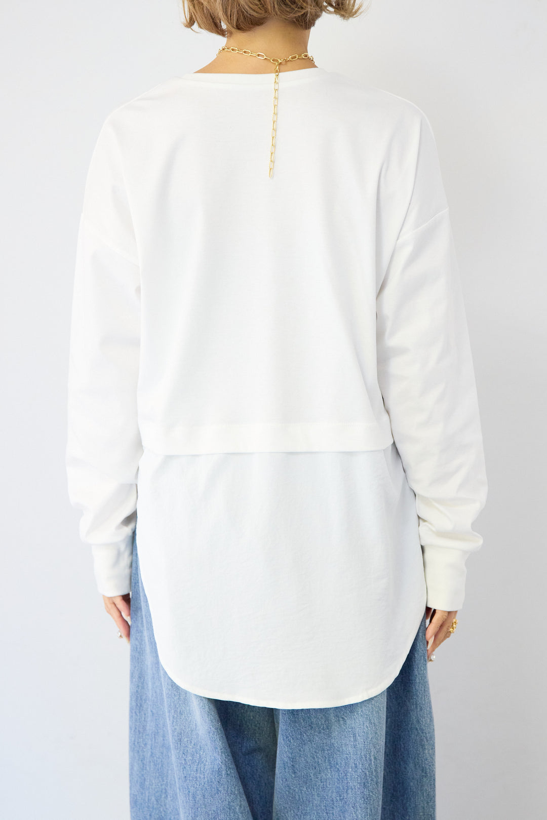 コンパクトスムース 布帛ドッキングトップス