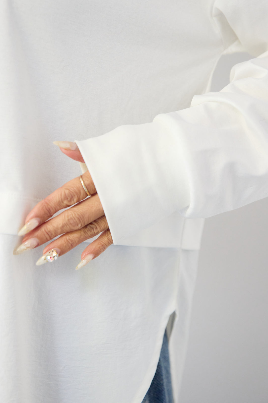 コンパクトスムース 布帛ドッキングトップス