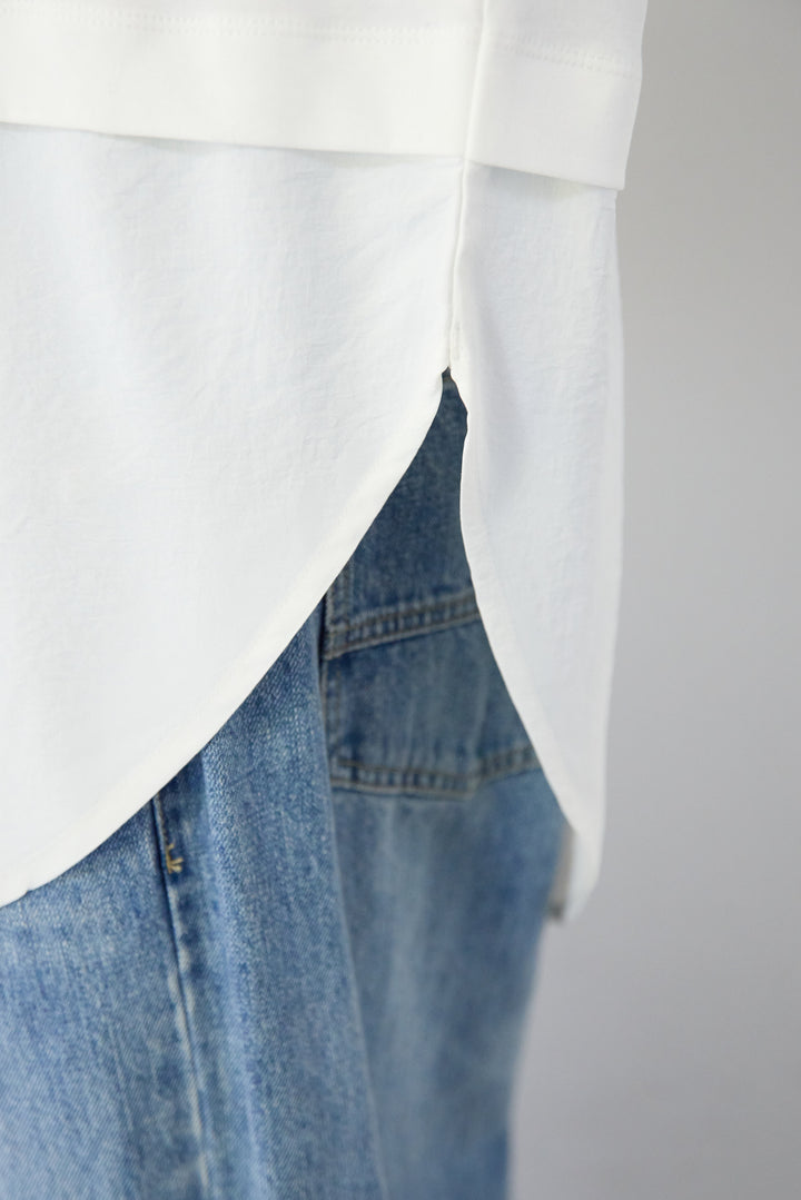 コンパクトスムース 布帛ドッキングトップス