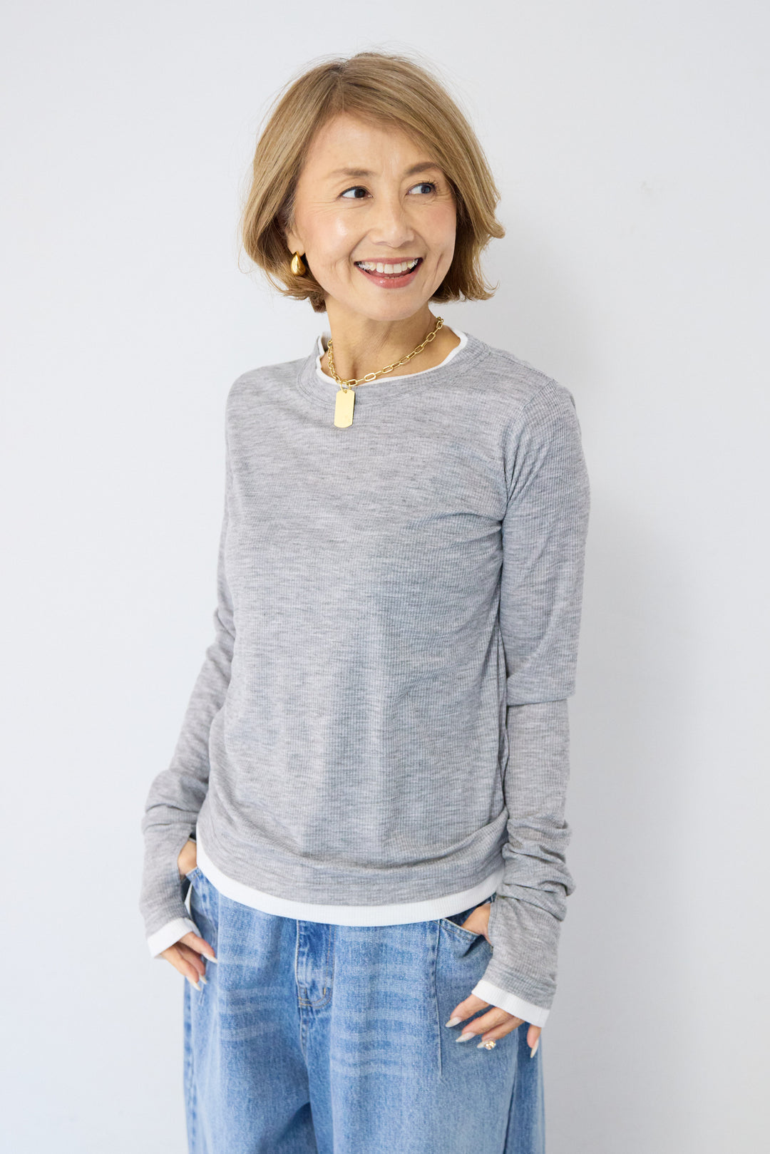 レイヤードデザイン ロングTシャツ