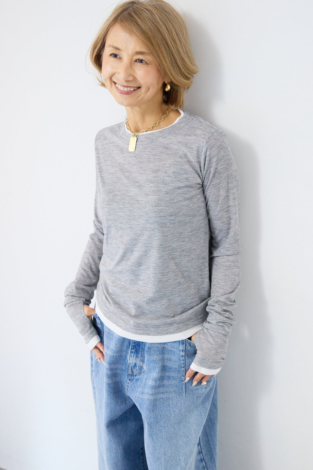 レイヤードデザイン ロングTシャツ