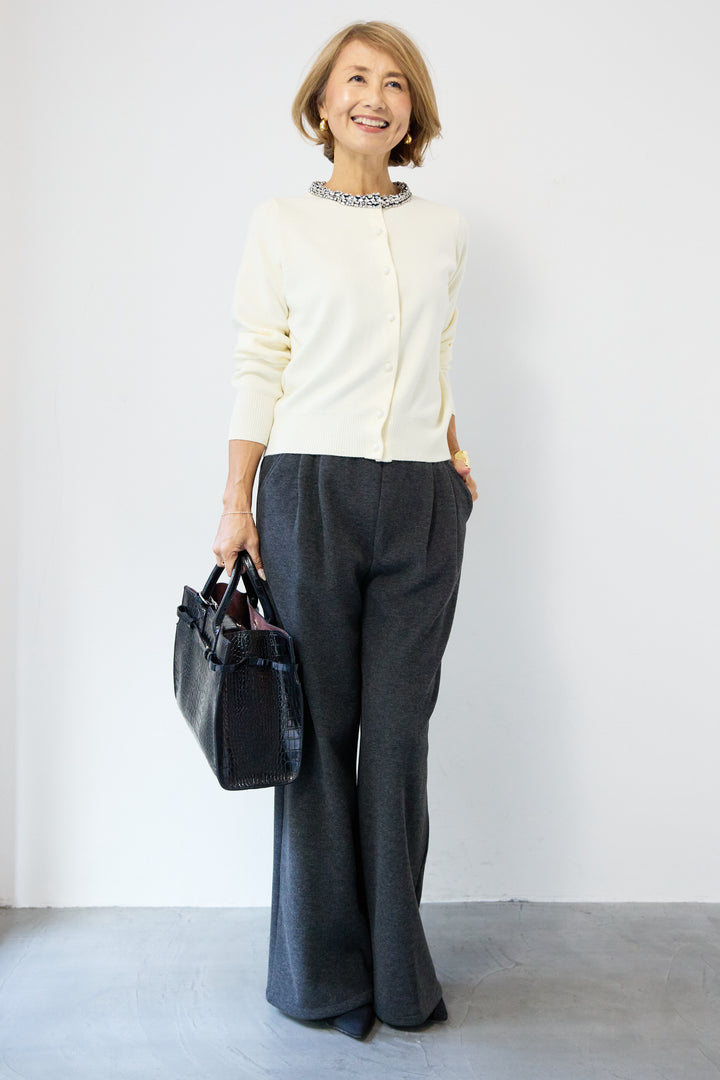 シルク混ビジューカーディガン