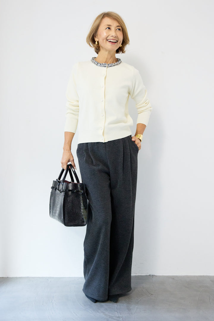 シルク混ビジューカーディガン