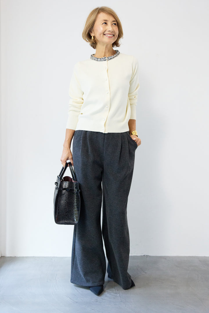 シルク混ビジューカーディガン