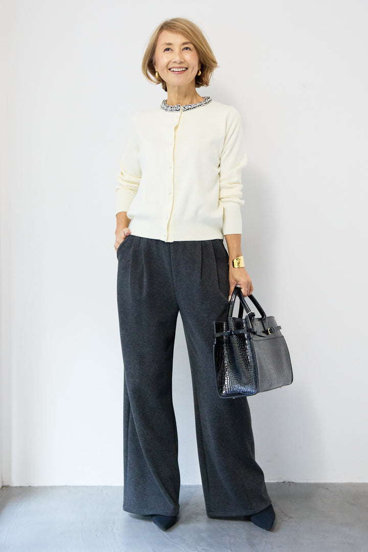 シルク混ビジューカーディガン