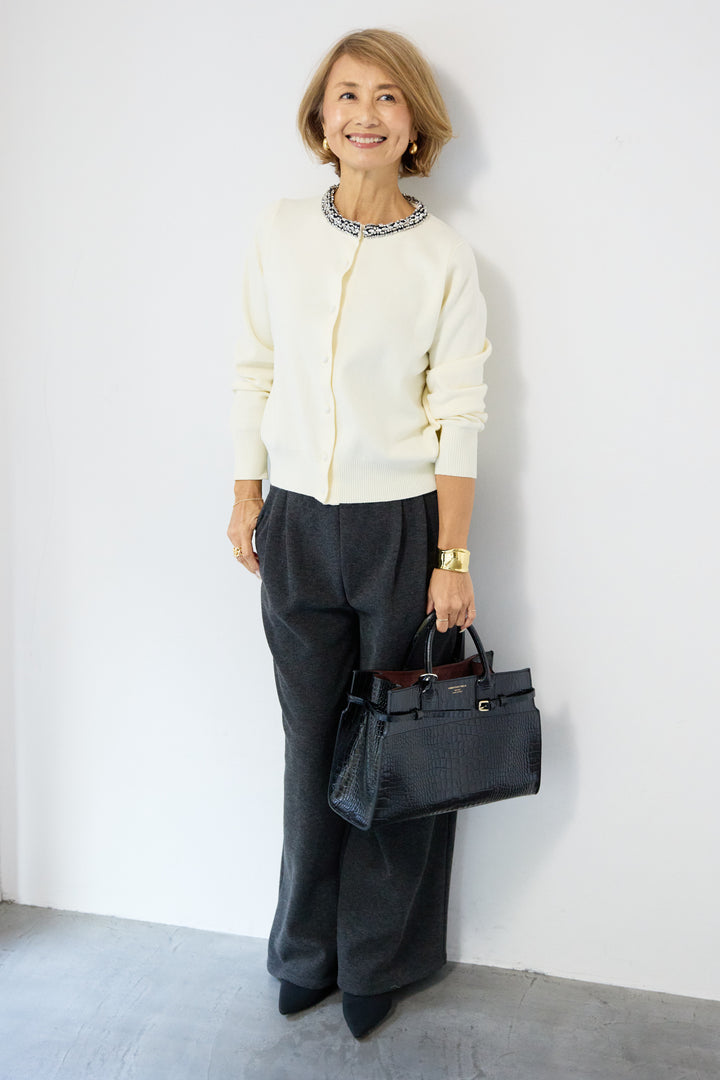 シルク混ビジューカーディガン