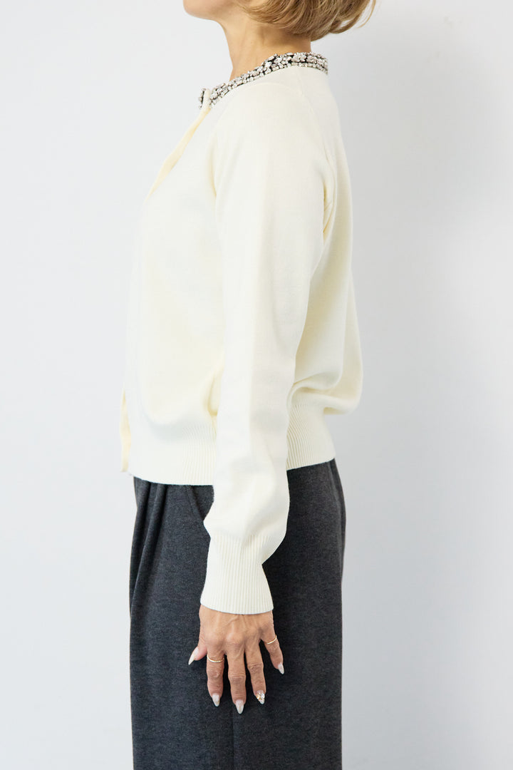 シルク混ビジューカーディガン