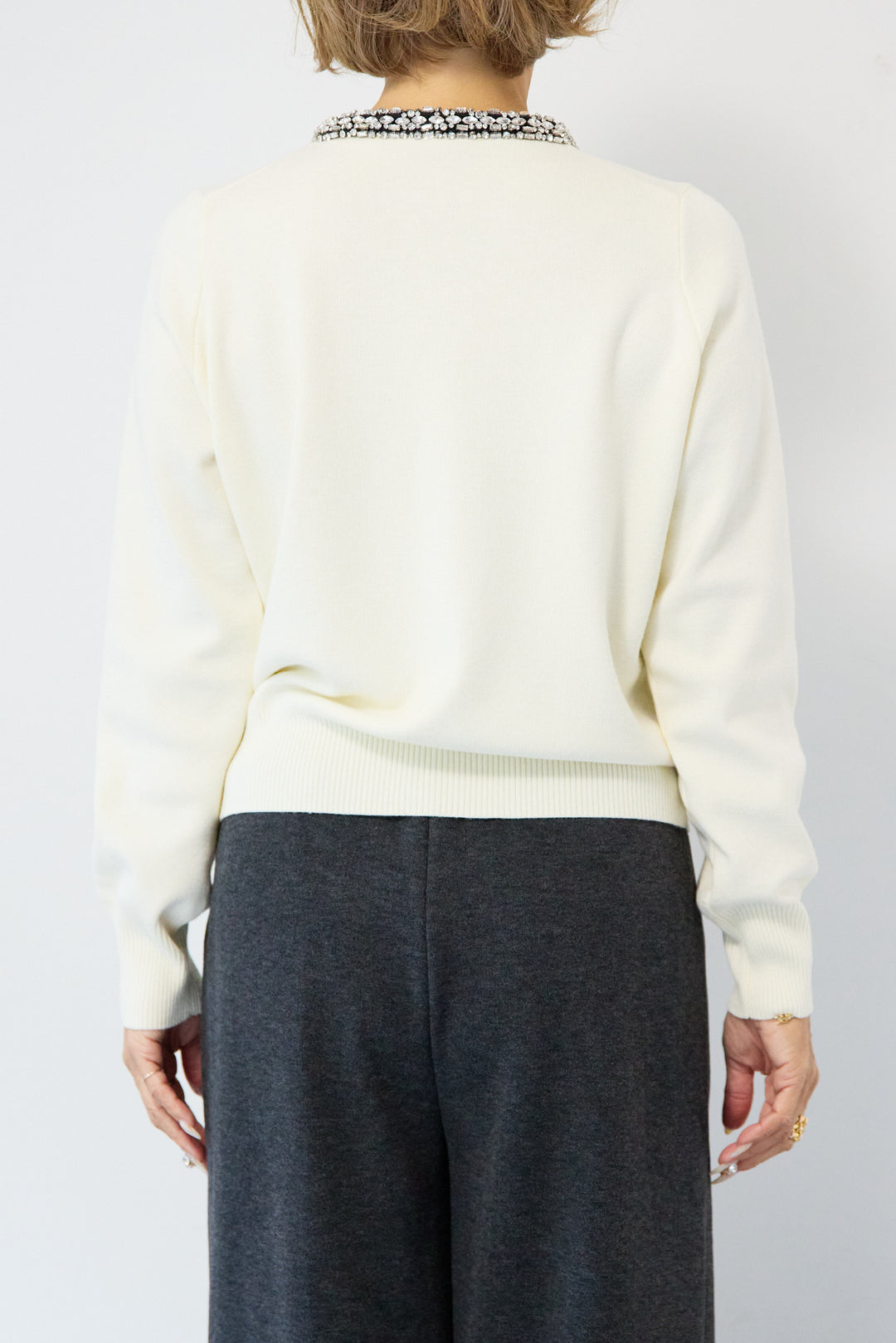 シルク混ビジューカーディガン