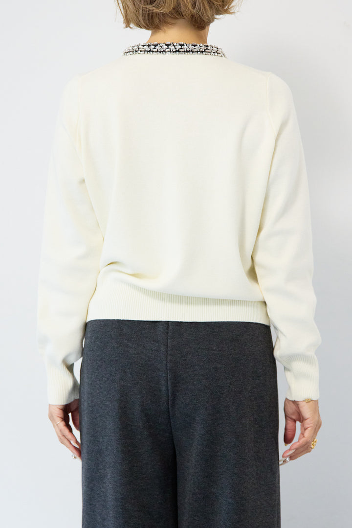 シルク混ビジューカーディガン