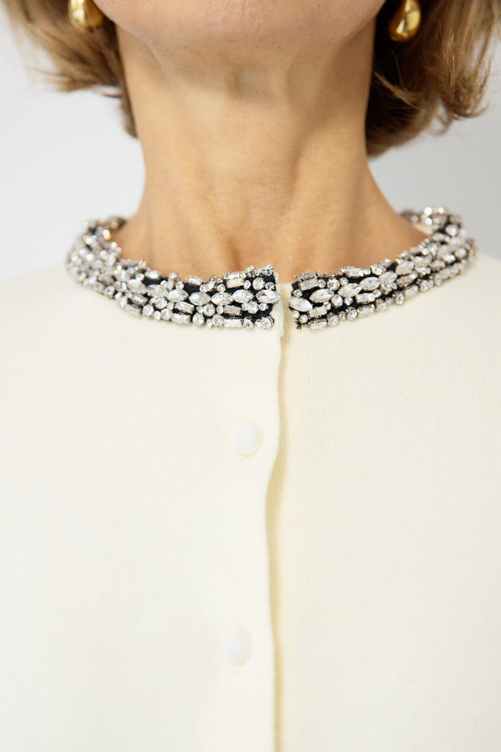 シルク混ビジューカーディガン