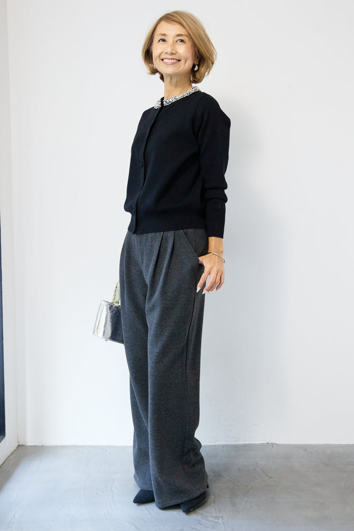 シルク混ビジューカーディガン