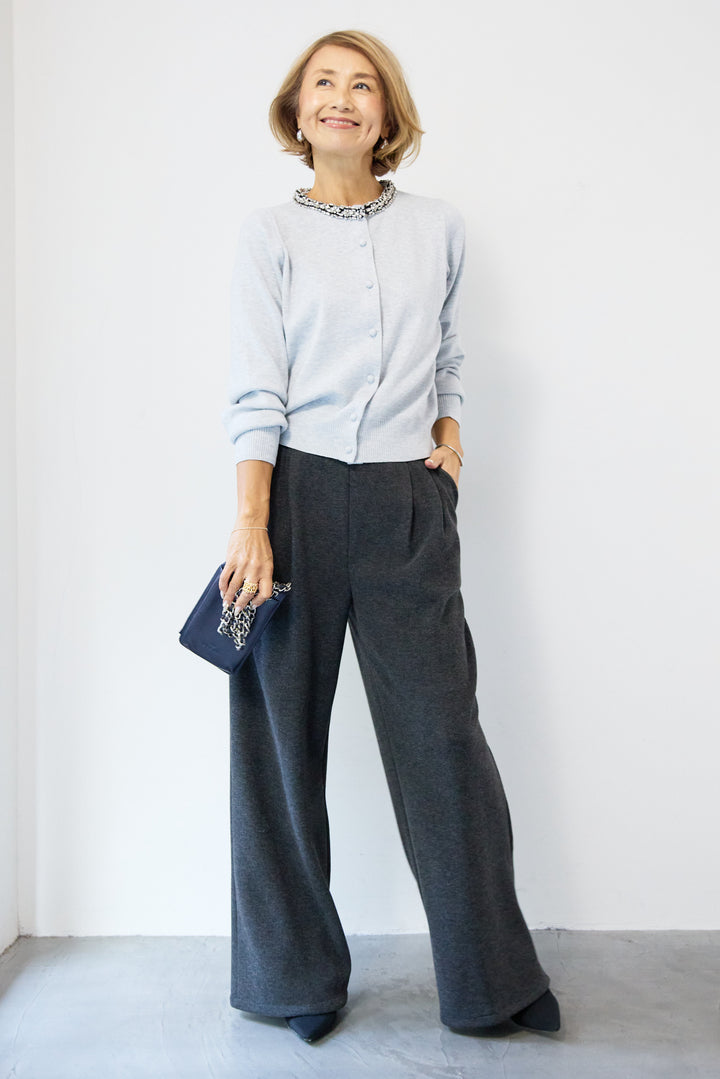 シルク混ビジューカーディガン