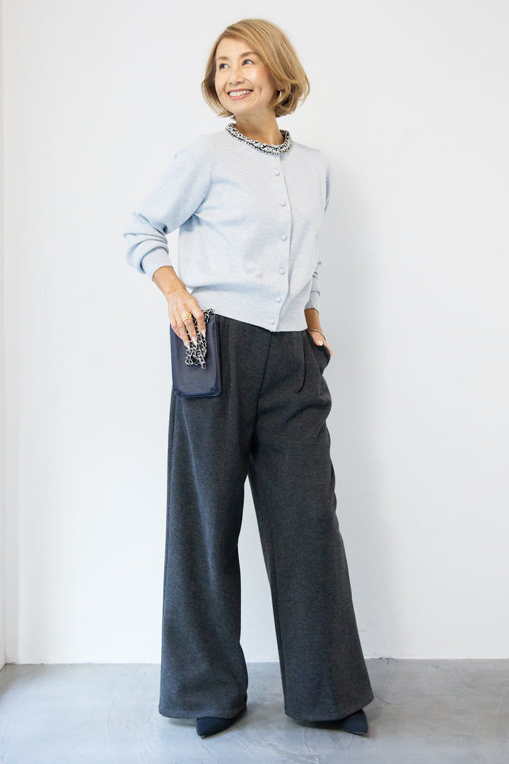 シルク混ビジューカーディガン