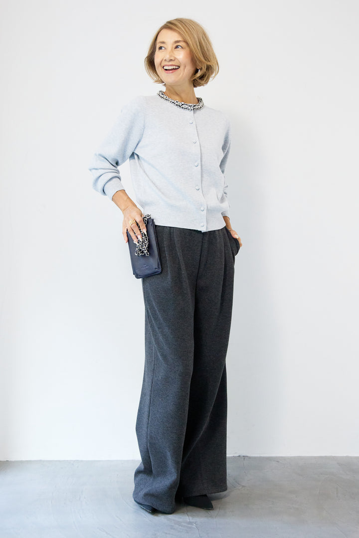 シルク混ビジューカーディガン