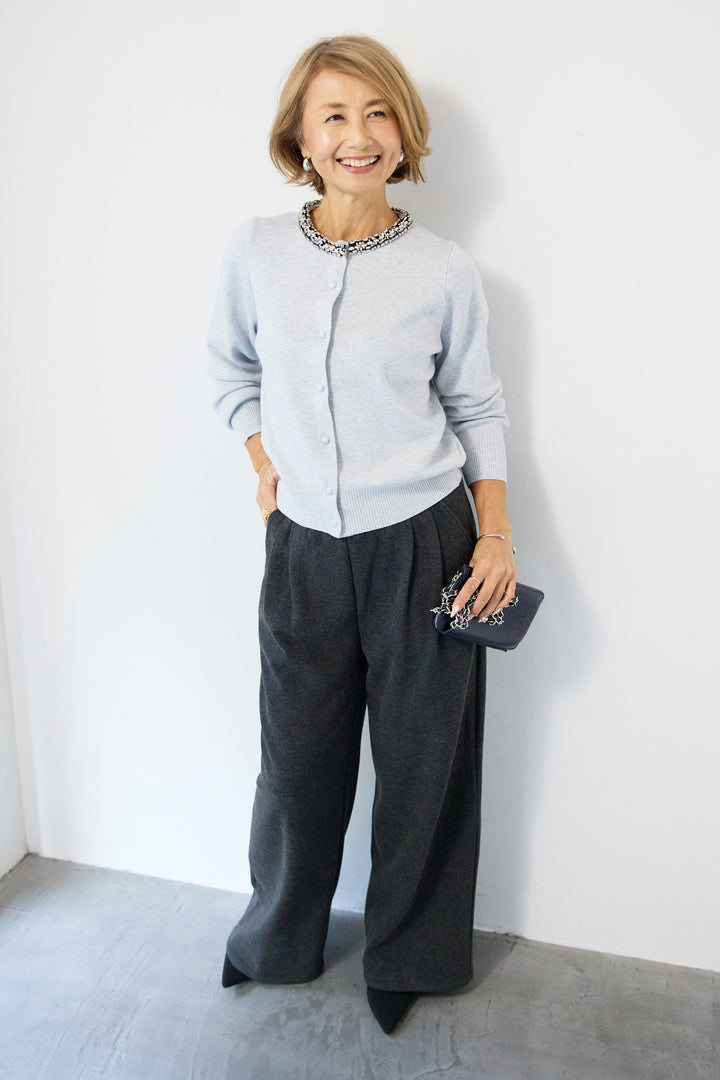 シルク混ビジューカーディガン